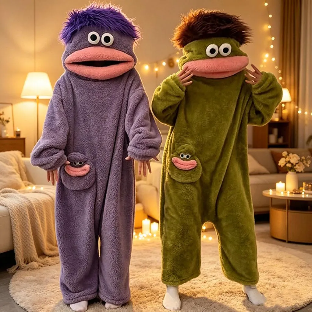 Msrlassn Mid Year Sale Cute Monster Wearable Blanket Hoodie for Women Men, Soft Sugar Fleece Loose Pullover Warm Cozy Home Loungewear Funny Pajamas, Father's Day Gift Perfect for Home & Parties Halloween, One Size for Women Men