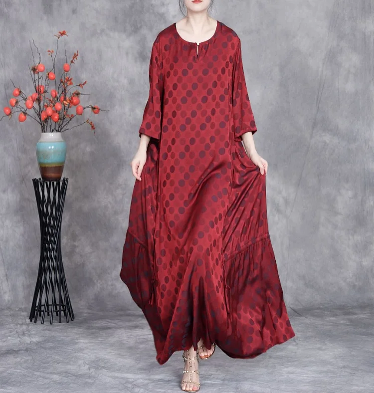 Elegant Polka Dot Irregular Drawstring Dress