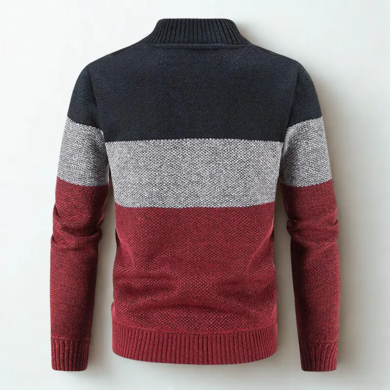 Men's Colour-Block Knit Jacket &ndash; Plaid-Lined Zip-Up Layer &ndash; view 2