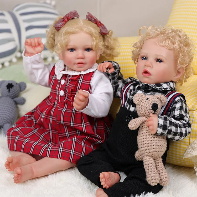 [50% OFF] Babeside 20'' Realistic Reborn Baby Girl Doll Blue Eyes Twins Callie&Daimon
