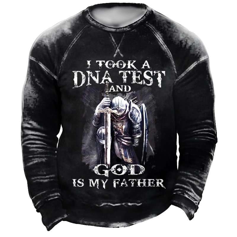 I Took A DNA Test God Is My Father Templars Men's Retro Casual Sweatshirt-Compassnice®