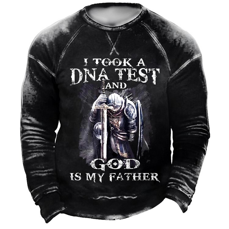 I Took A DNA Test God Is My Father Templars Men's Retro Casual Sweatshirt