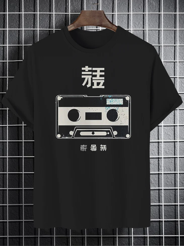 Men's Cassette Japanese Graphic Print T-Shirt