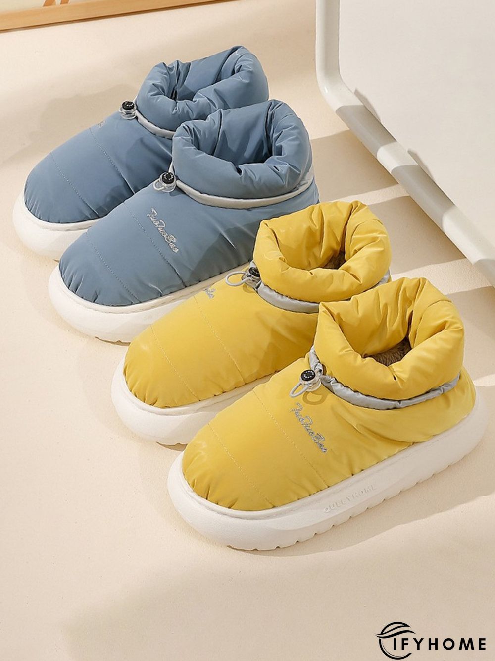 Waterproof Fabric Quilted Non Slip Lined Slipper Boots | IFYHOME