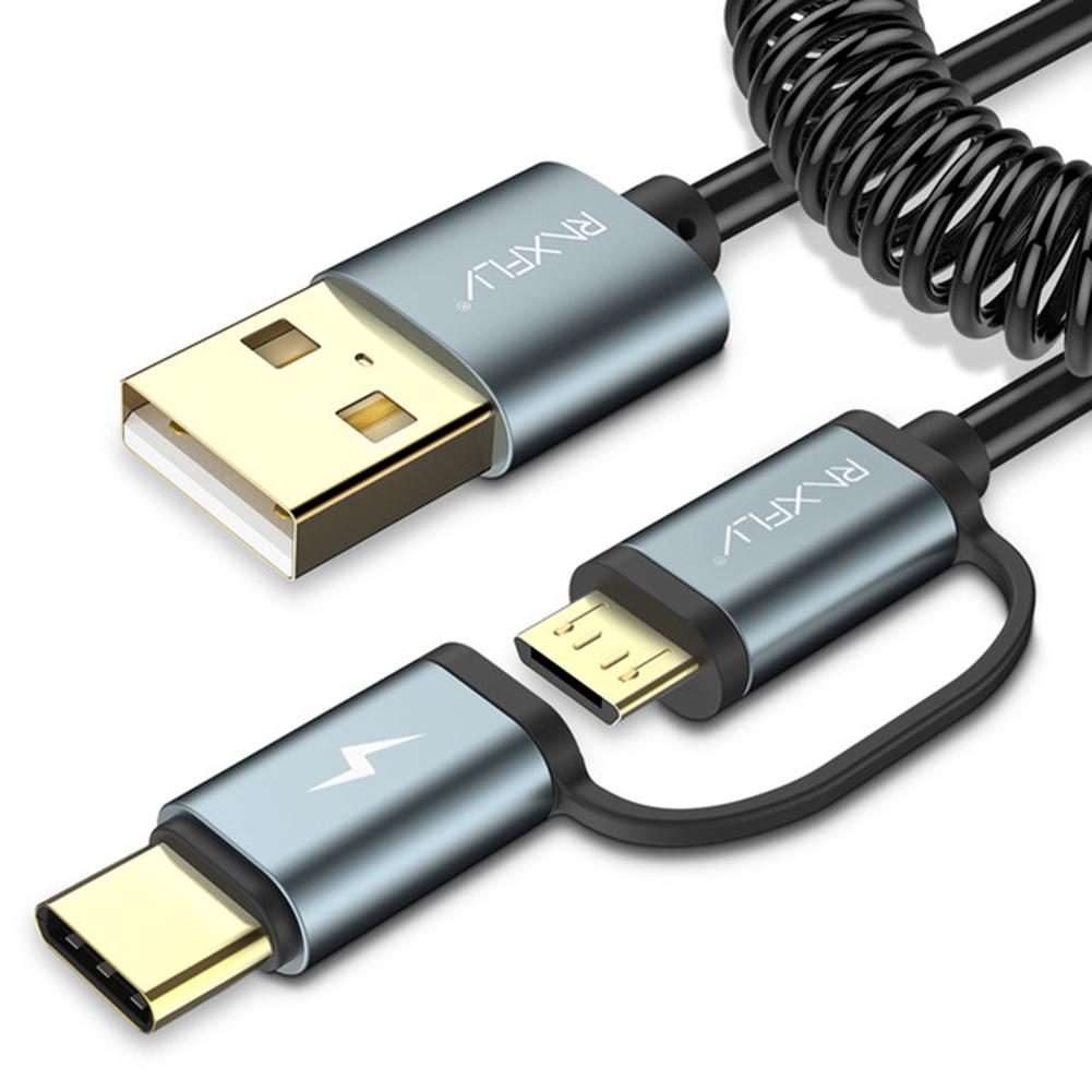 

RAXFLY 2 in 1 Micro USB+ USB Type C Cable QC3.0 Fast Charging Data Cable, 501 Original