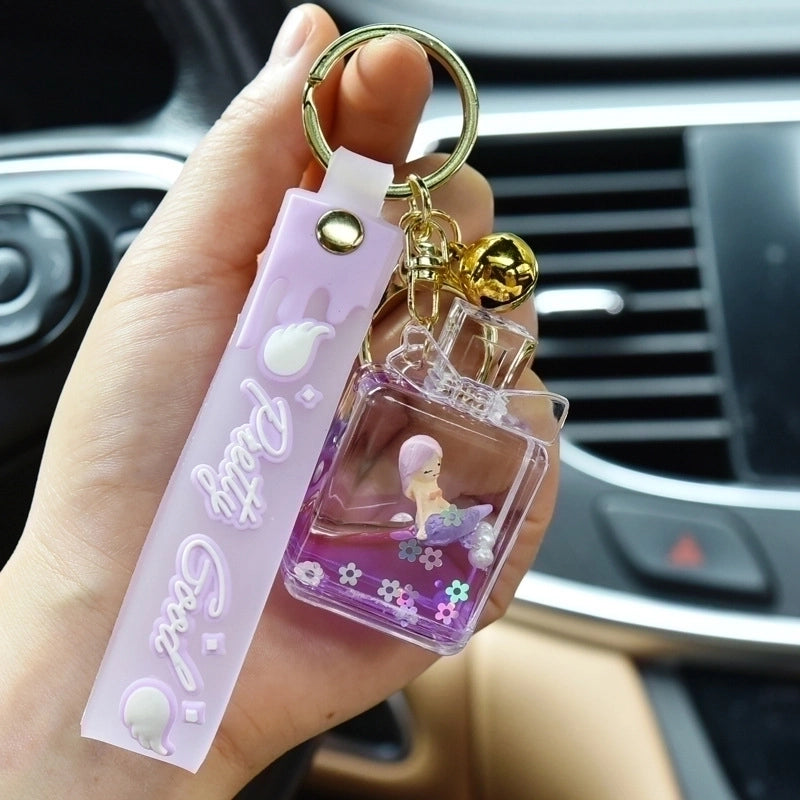 Cartoon Style Mermaid Perfume Bottle Arylic Metal Unisex Bag Pendant Keychain