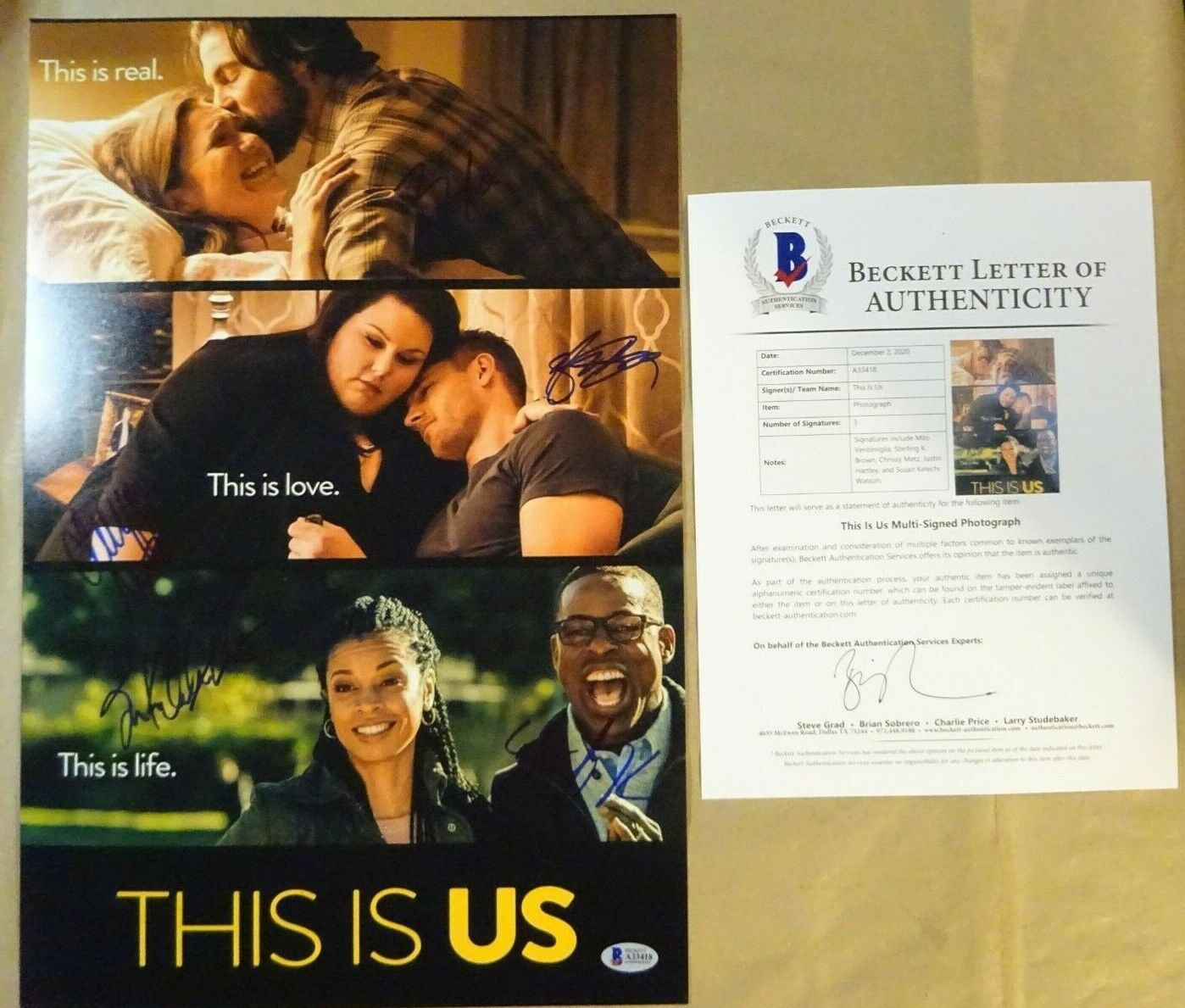 Signed THIS IS US Autographed By 5 12x18