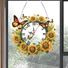 Acrylic Special Shape Sunflower Butterfly Diamond Painting Clock Handicraft
