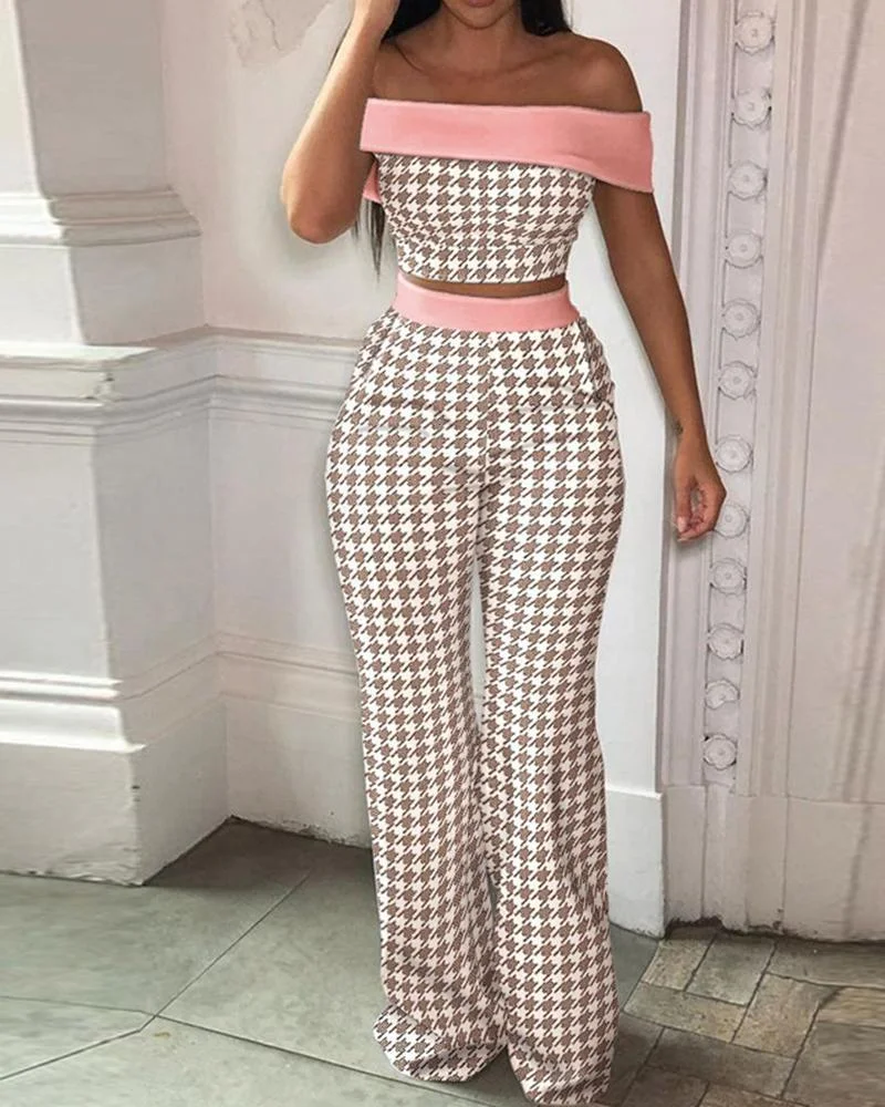 Off Shoulder Jacket Casual Pants Set