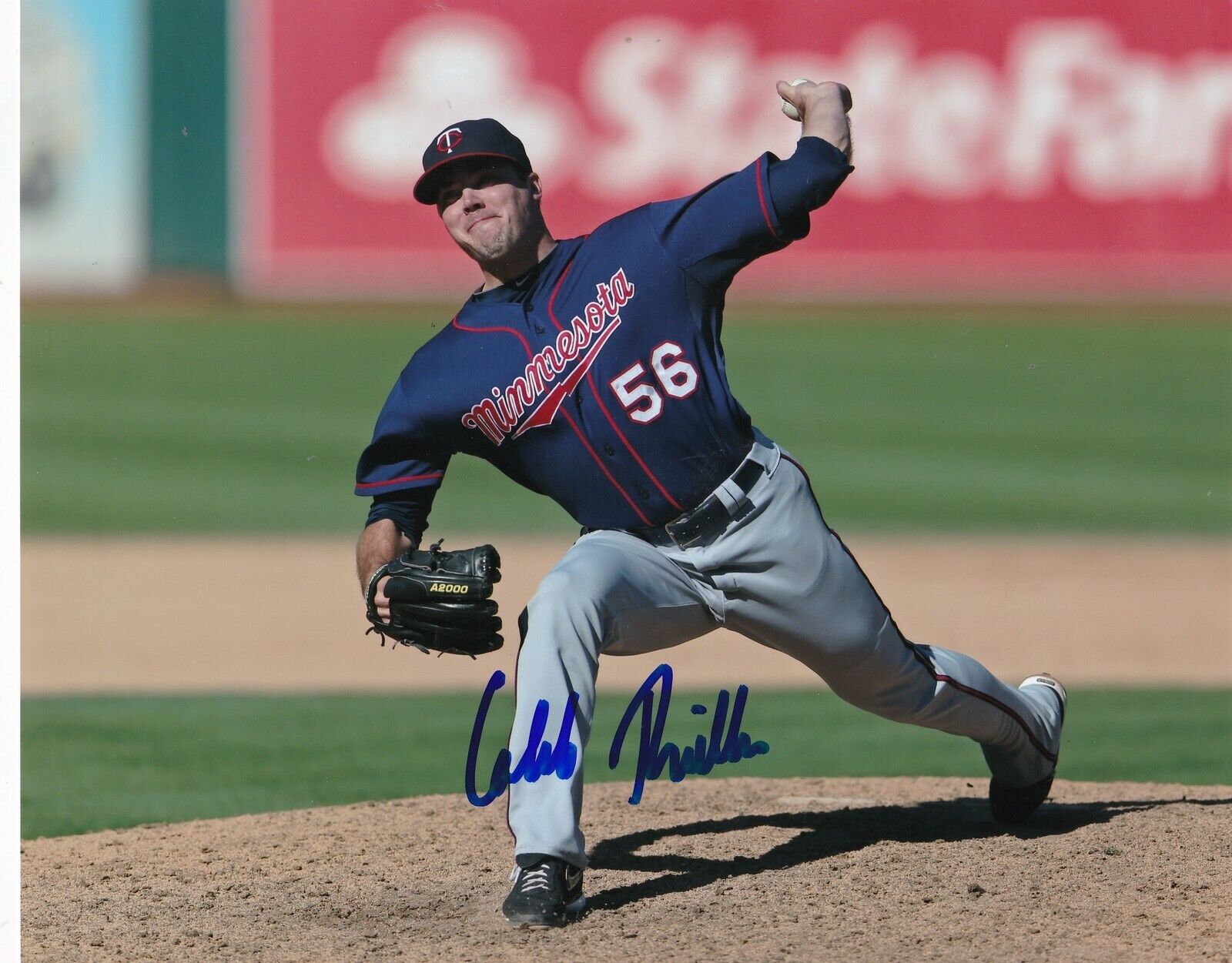 CALEB THIELBAR MINNESOTA TWINS ACTION SIGNED 8x10