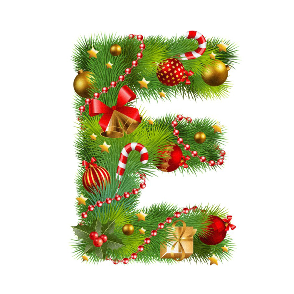 

40*40CM - Round Drill Diamond Painting - Christmas Letter E, 501 Original