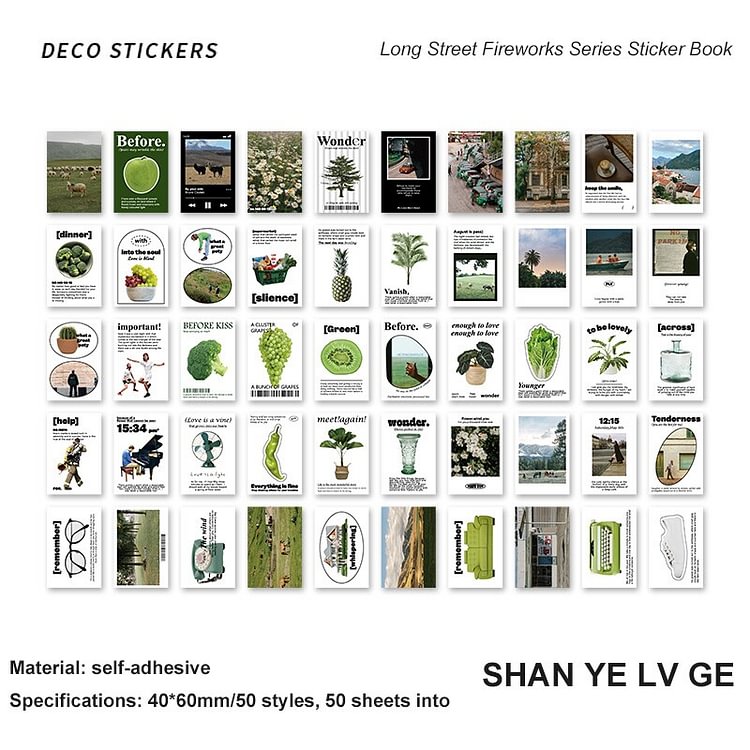 JOURNALSAY 50 Sheets INS Creative Artistic Sticker Book DIY Journal Material Scrapbooking Background 