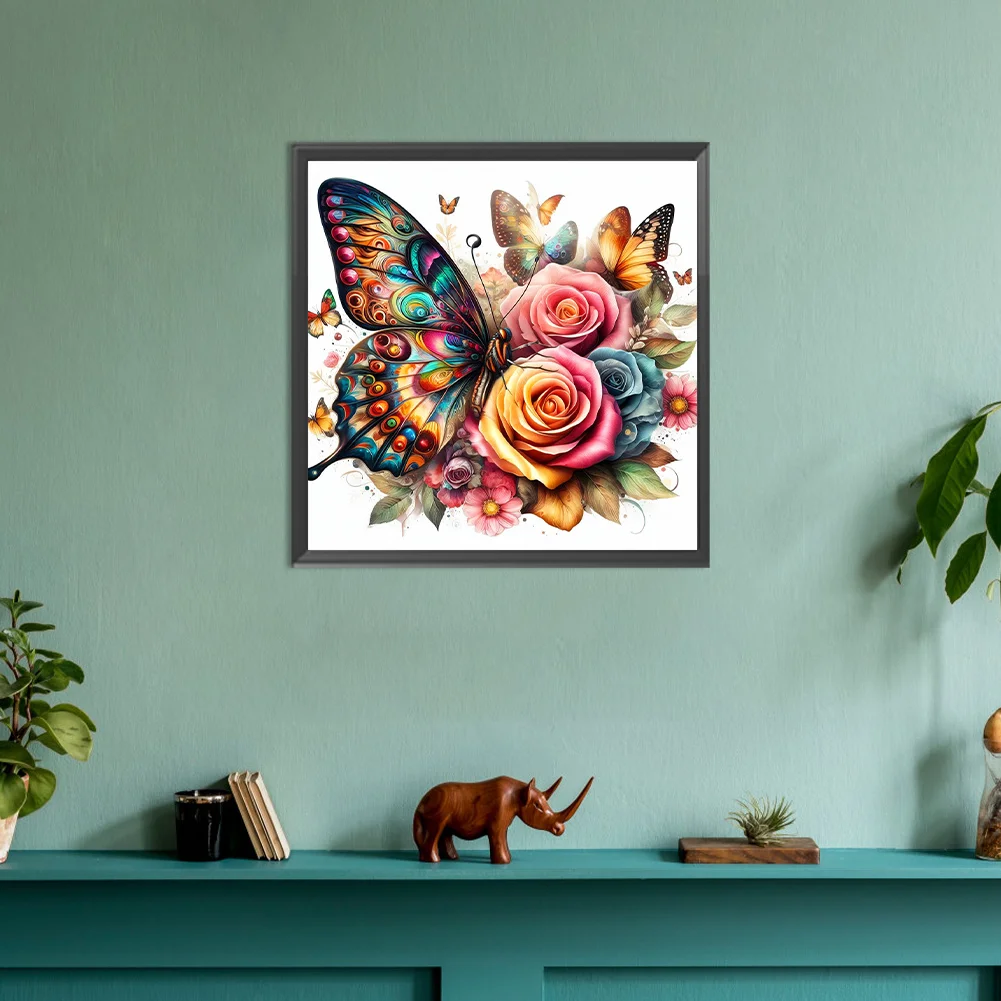 Diamond Painting - Full Round Drill - Flower Butterfly(Canvas|30*30cm)