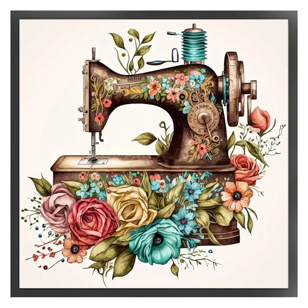 14CT Full Counted Cross Stitch - Sewing Machine(Canvas|40*40CM)