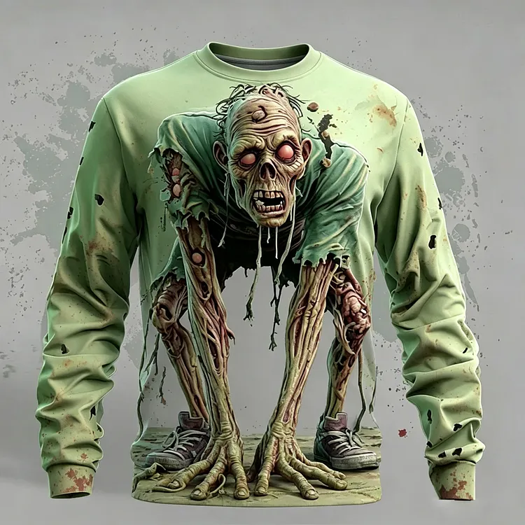 Men's Halloween Optical Illusion Zombies 3d Print Sweatshirt