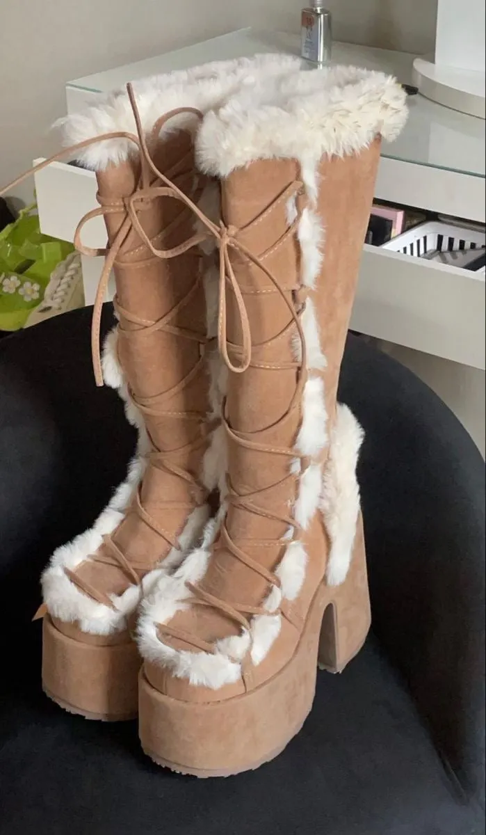 Camel Cloud Platform Furry Boots
