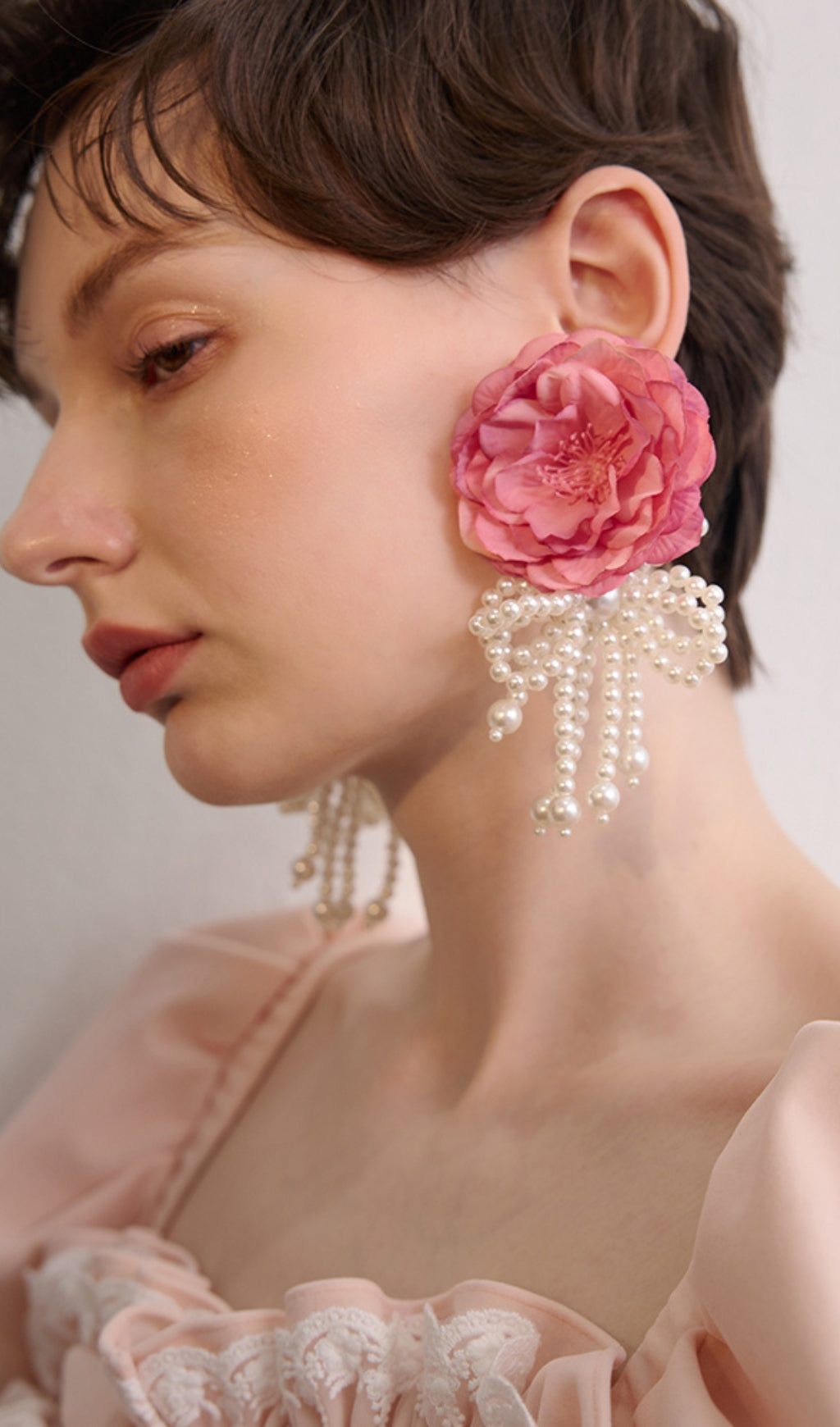 Annick Pink Flower Petals Acrylic Earrings