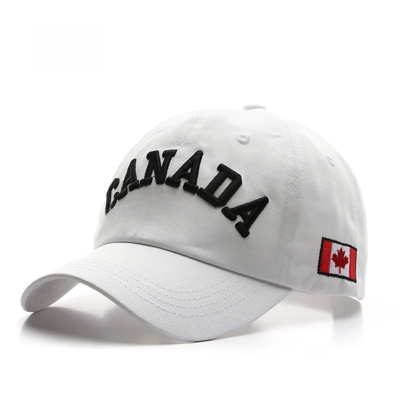 Old Fashion Letter Embroidery Soft Top Baseball Hat Men’s Canadian Flag Soft Top Cap