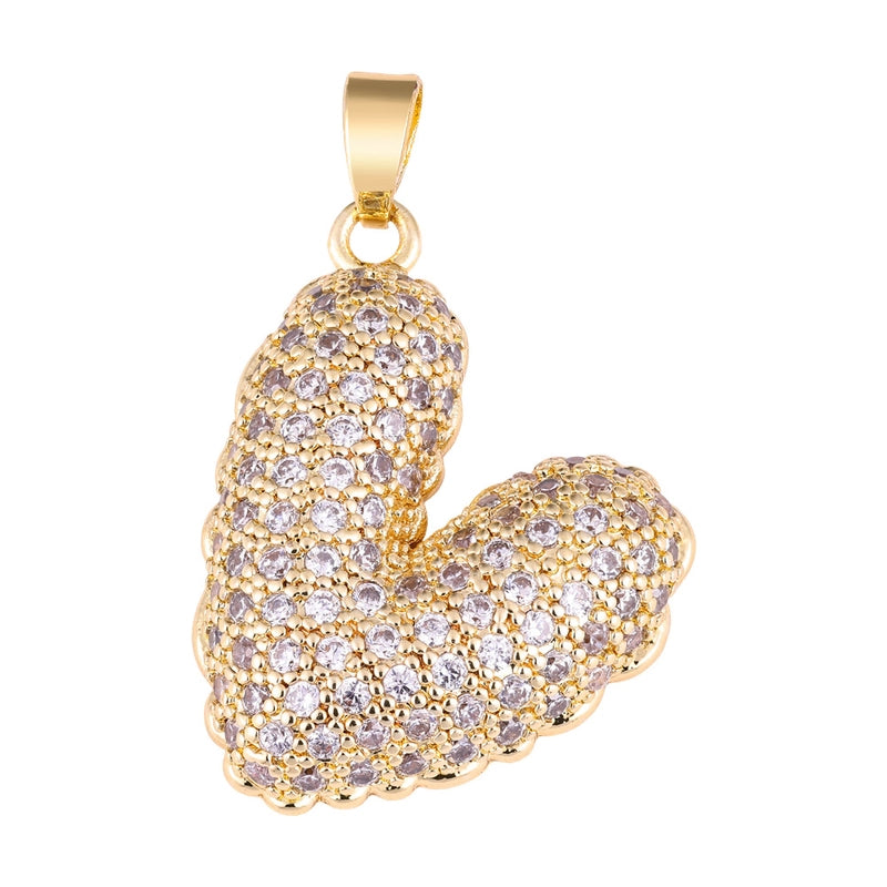 1 Piece Copper Zircon Four Leaf Clover Round Heart Shape Pendant Jewelry Accessories