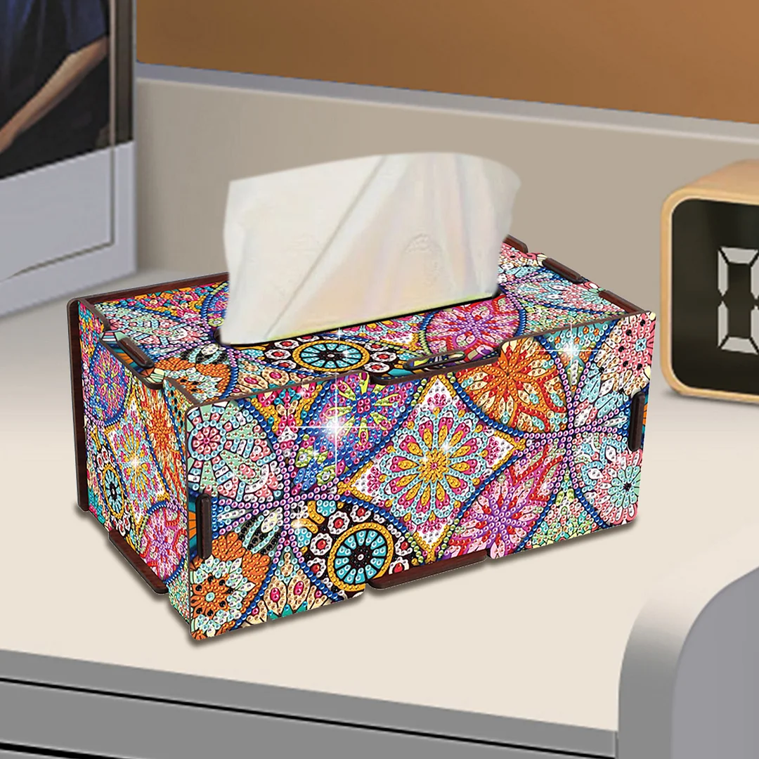 Wooden Diamond Painting Tissue Box for Home and Office Decoration (ZJH039)