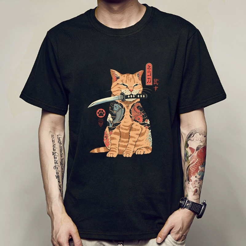 Street "Samurai Cat" T-shirt / TECHWEAR CLUB / Techwear