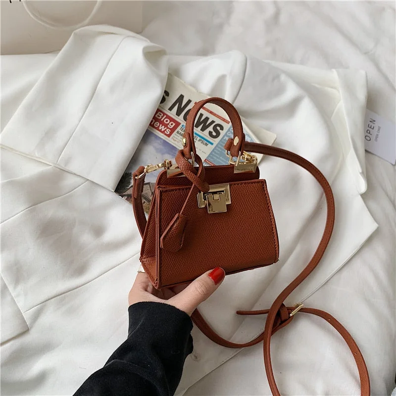 էѧӧܧ Luxury lock small square bag shoulder bag PU Leather for Women 2021 Summer Handbag Brand Luxury Crossbody Purses