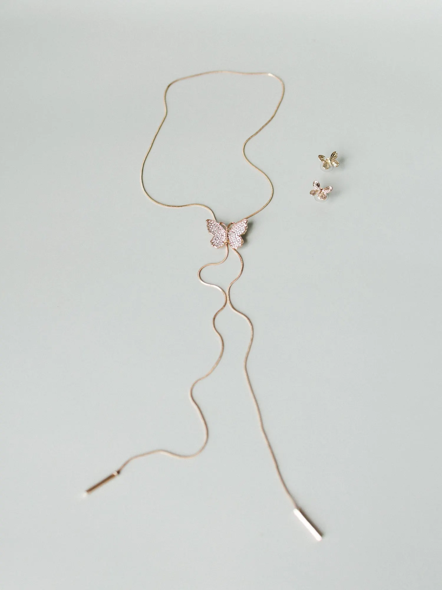 Butterfly Kisses Necklace & Earring Set - Gold