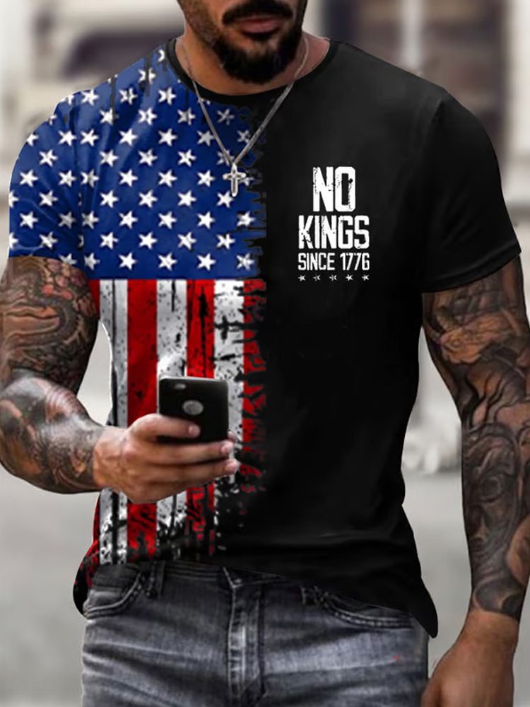 Comstylish Men's No Kings Since 1776 Design Print T-shirt