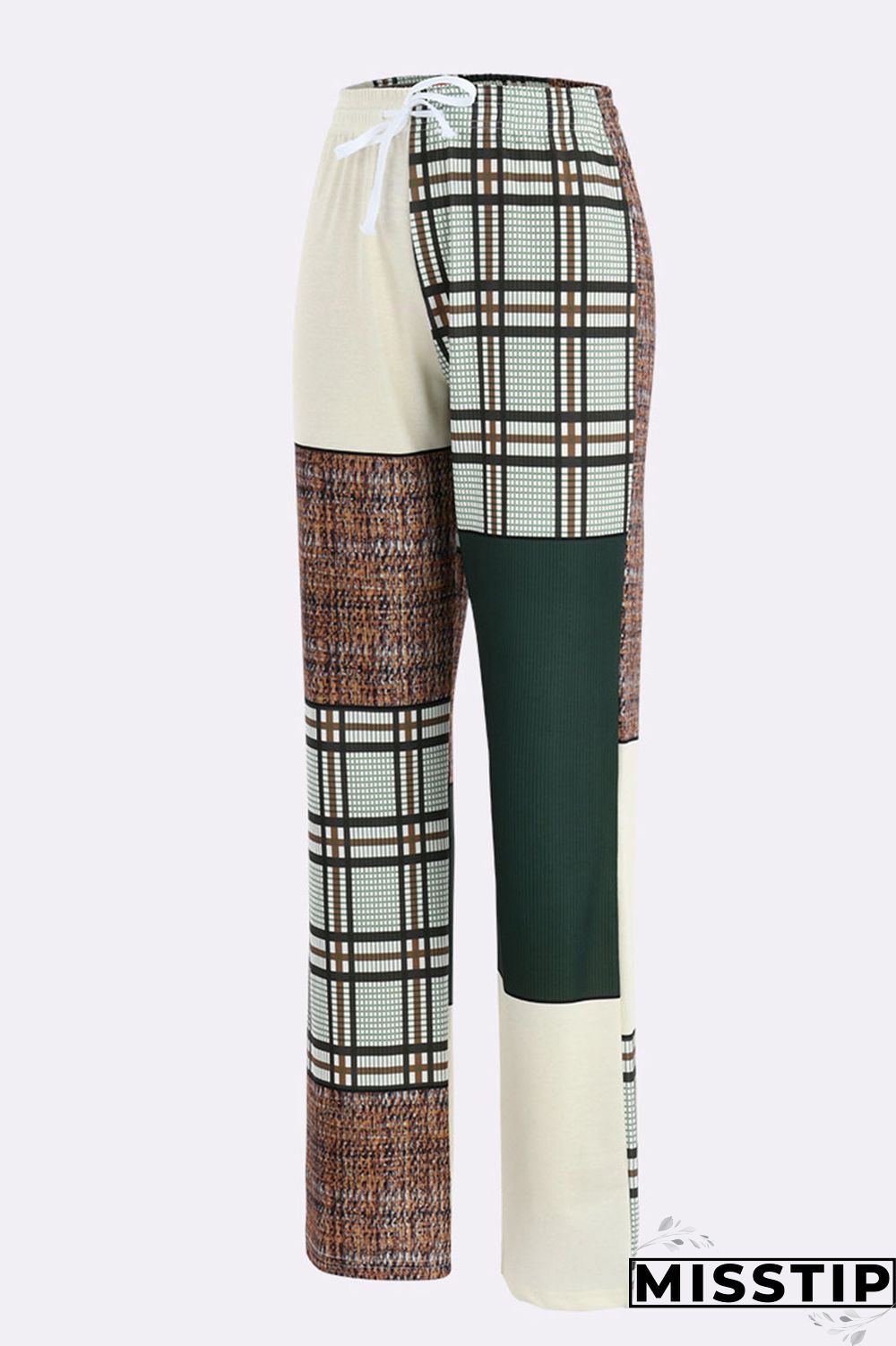 Green Casual Street Print Patchwork Straight High Waist Straight Patchwork Bottoms