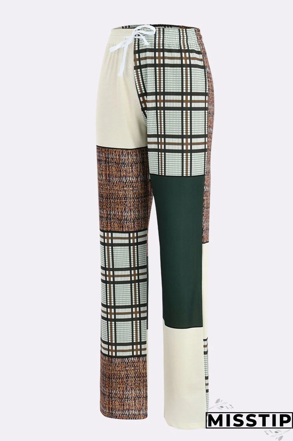 Green Casual Street Print Patchwork Straight High Waist Straight Patchwork Bottoms