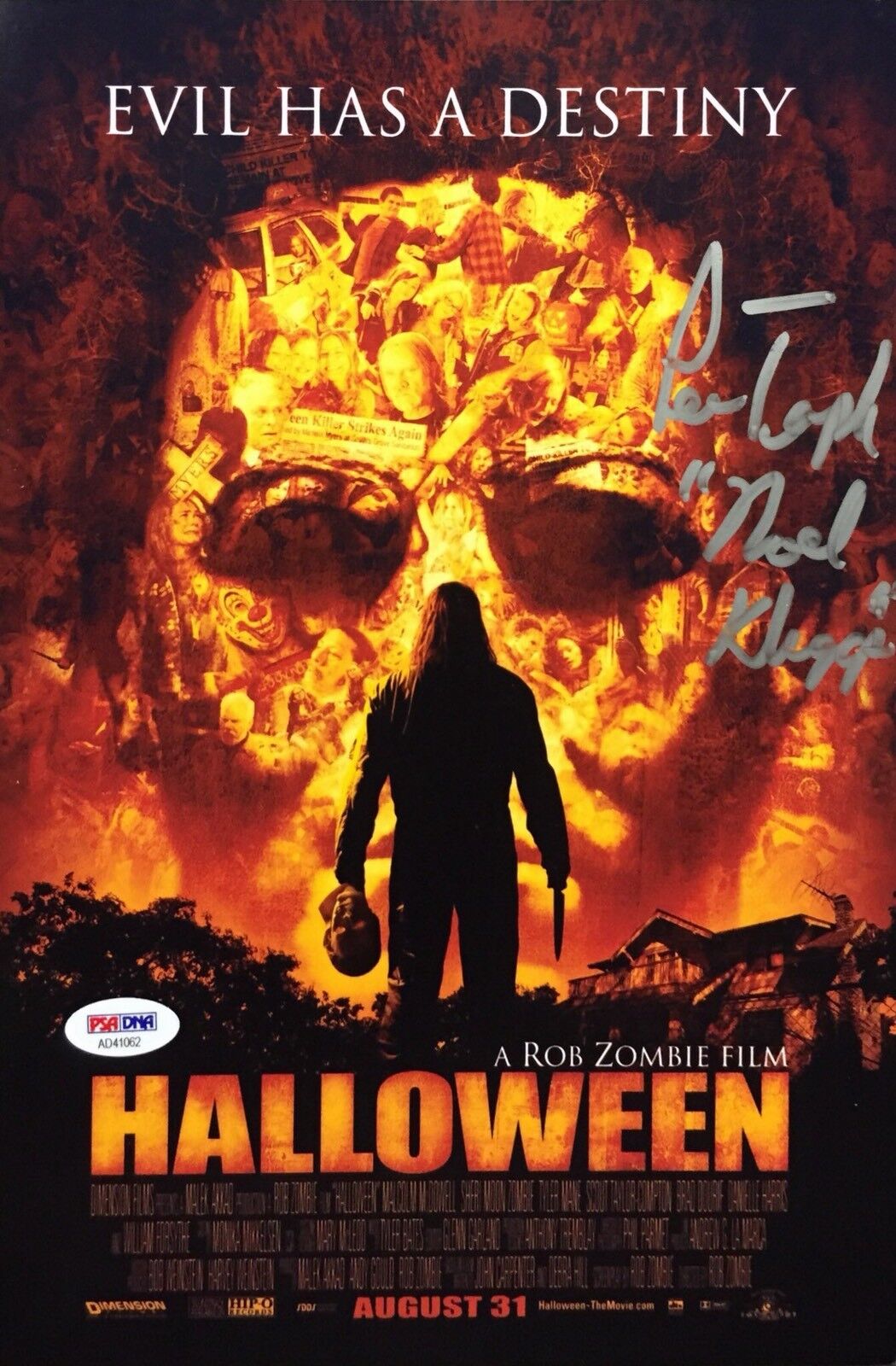 Noel Kluggs Signed Rob Zombie's Halloween 8x12 Photo Poster painting *Lew Temple PSA AD41062