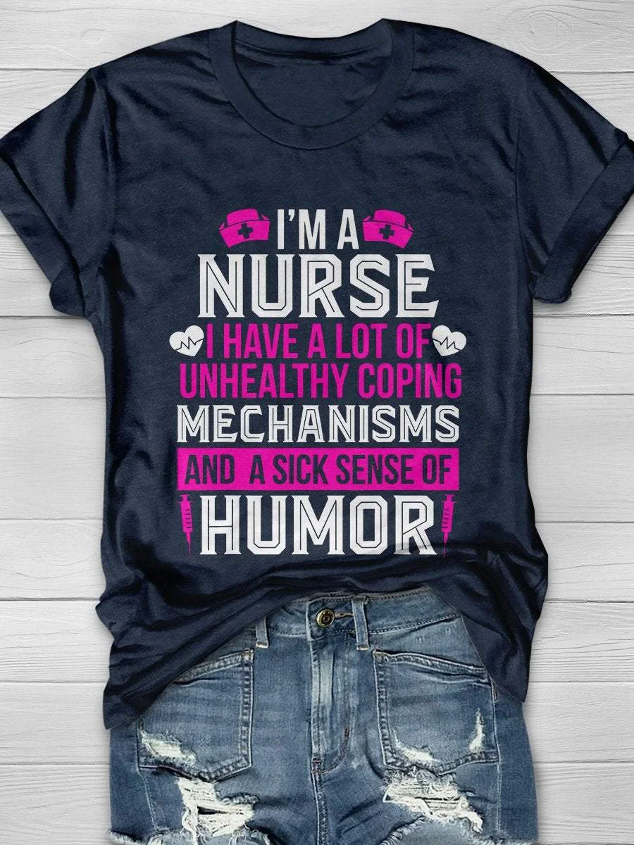 Nurse Humor Print Short Sleeve T-shirt