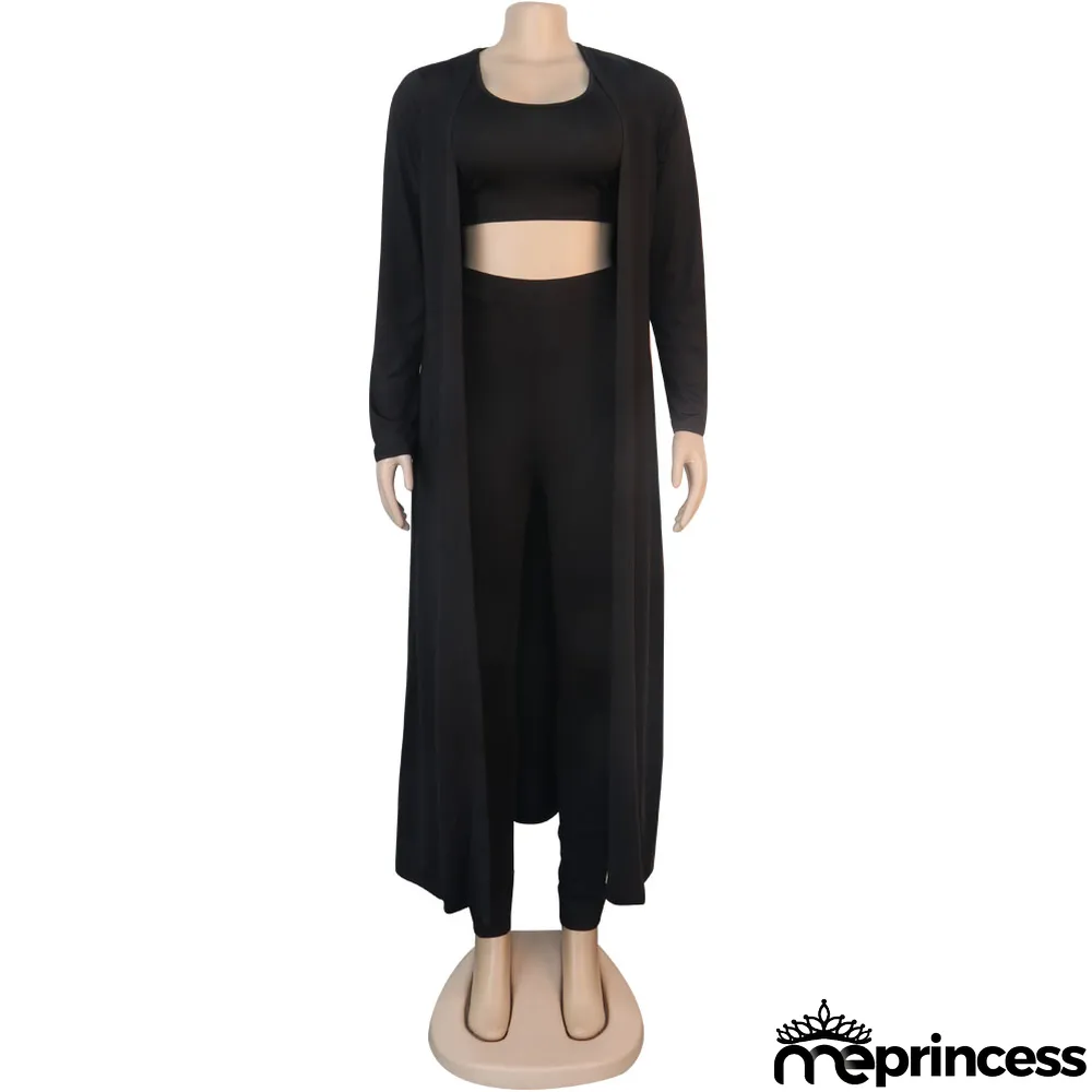 Autumn 3PC Casual Solid Pants Suit