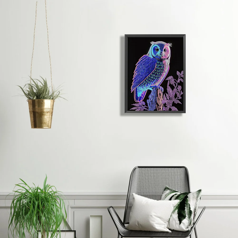 Diamond Painting - Partial Special Shaped Drill - Owl(Canvas|30*40cm)