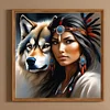 (40*40cm)Indian Beauty Wolf - Full Round Drill Diamond Painting