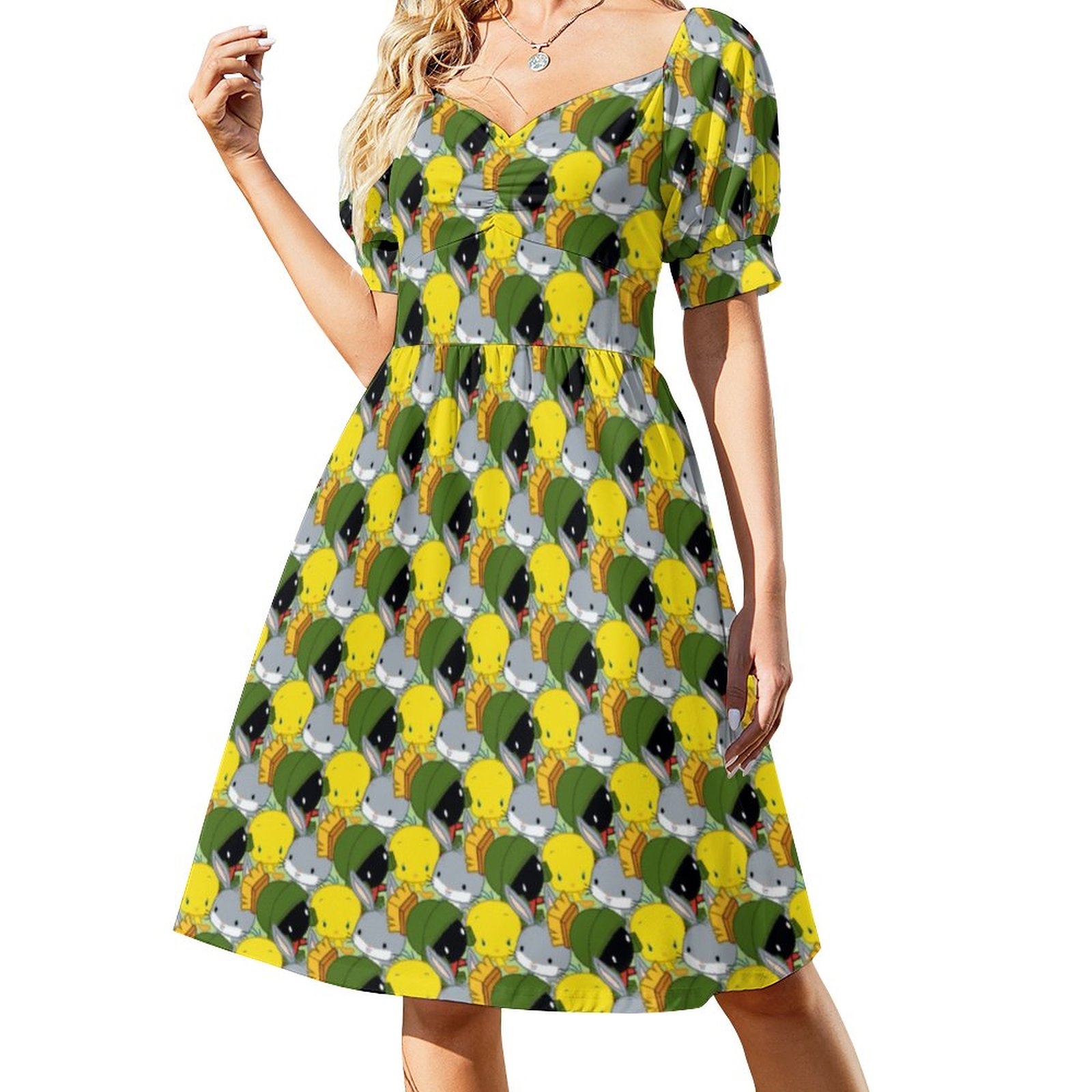 SFNEEWHO Chibi Marvin The Martian Tweety Bugs Bunny Dress Women Boho ...