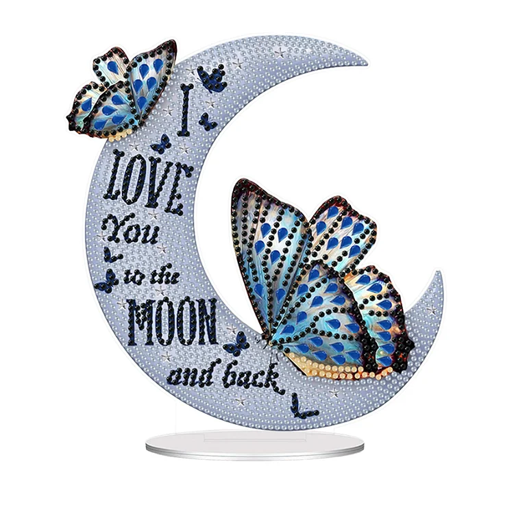 Singl-Side Acrylic Butterfly Moon Desktop Diamond Art Kits for Home Office Decor