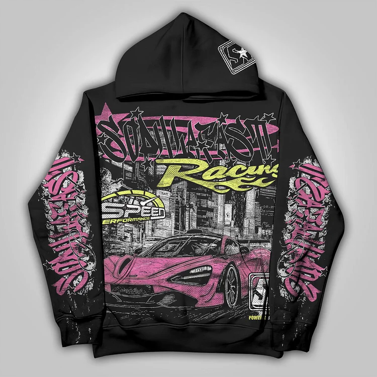 Y2k Fast Racing Make Vintage Graphics Pocket Hoodie
