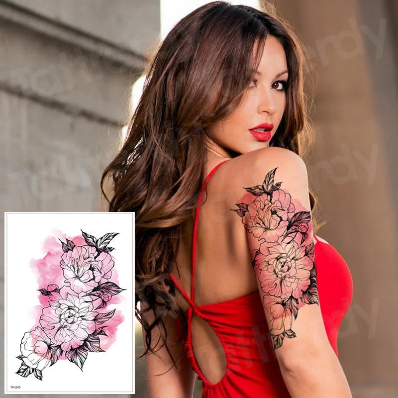 waterproof tattoo stickers bikini peony tattoo & body art flower rose tattoo fake water transfer tattoo temporary tatoo leg arm