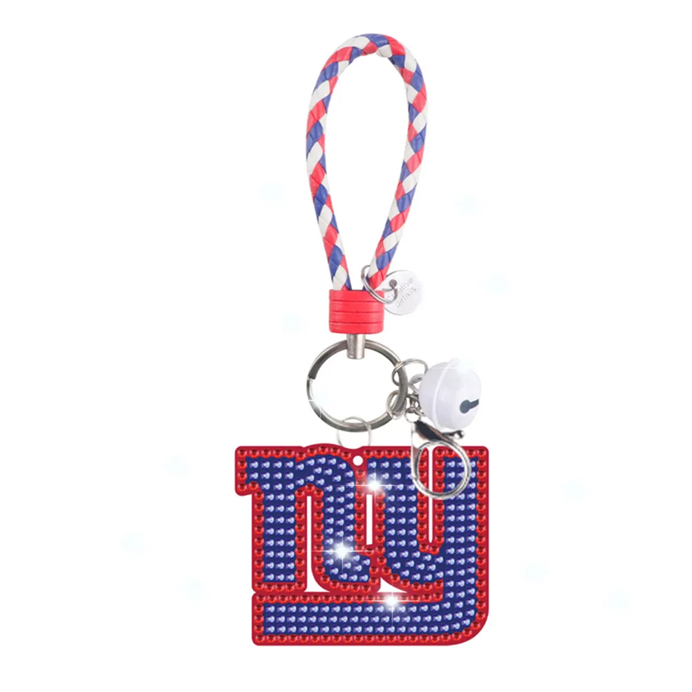 New York Giants DIY Diamond Art Keychains Craft Rugby Team Badge Hanging Ornament(Double Sided)