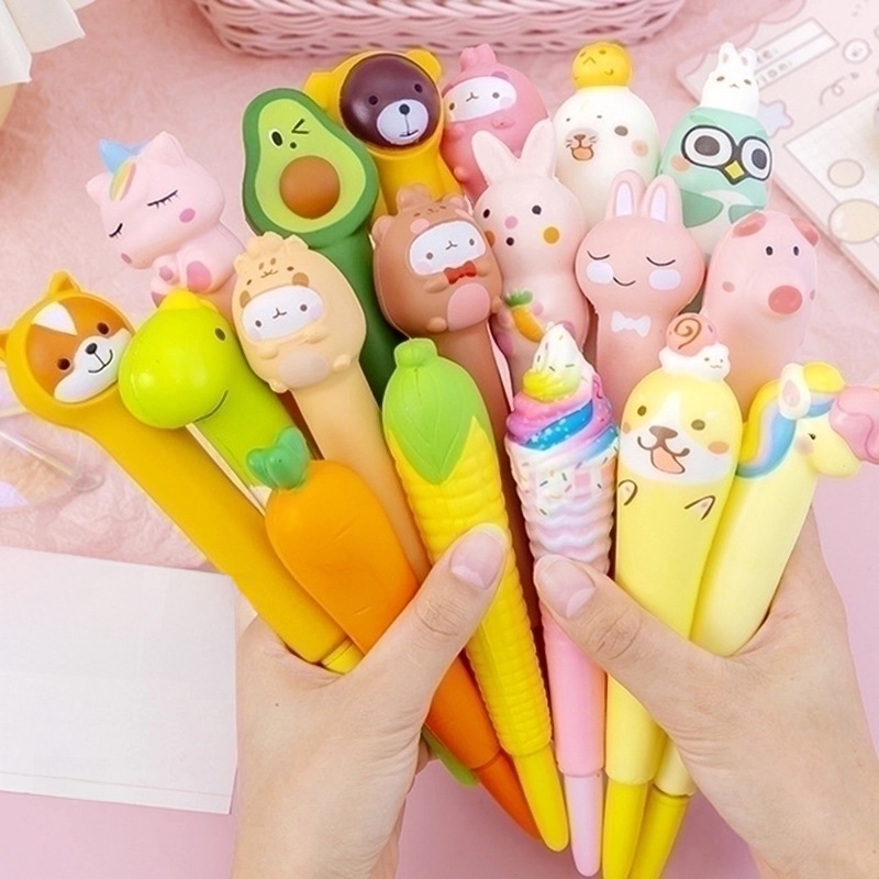 Cute Cartoon Decompression Pen Gel Pen Student Studying Stationery Pinch Lewang Red Decompression Pen Children Gift