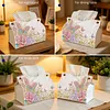 (24cm)Soft Pink Floral Butterfly 24cm DIY Diamond Painting Rhinestones Decorative Tissue Box Reusable Crystal Mosaic PU Tissue Holder for Home Car Desk Decoration Craft
