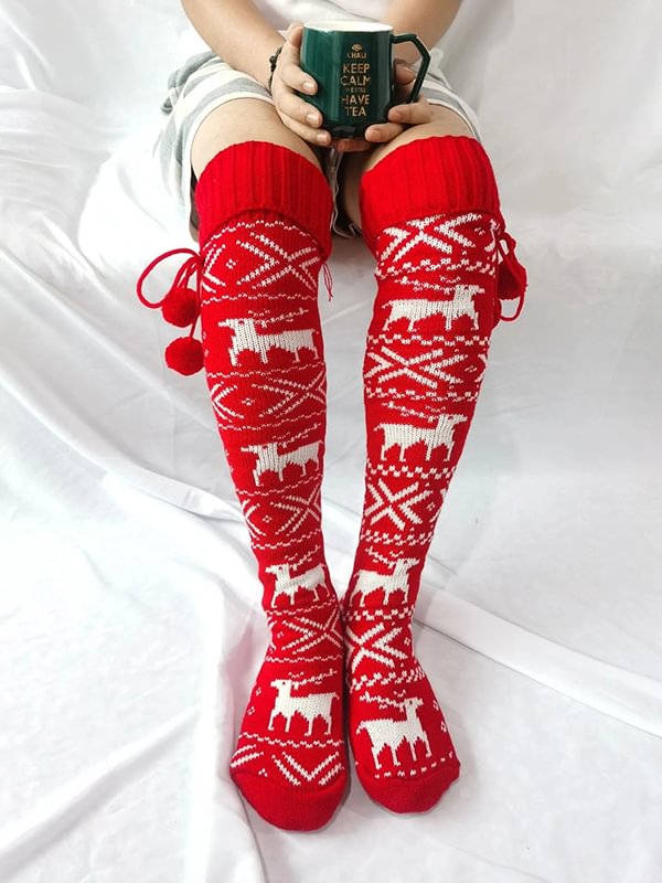 Women's Socks Christmas Elk In Tube Pile Pile Woolen Socks