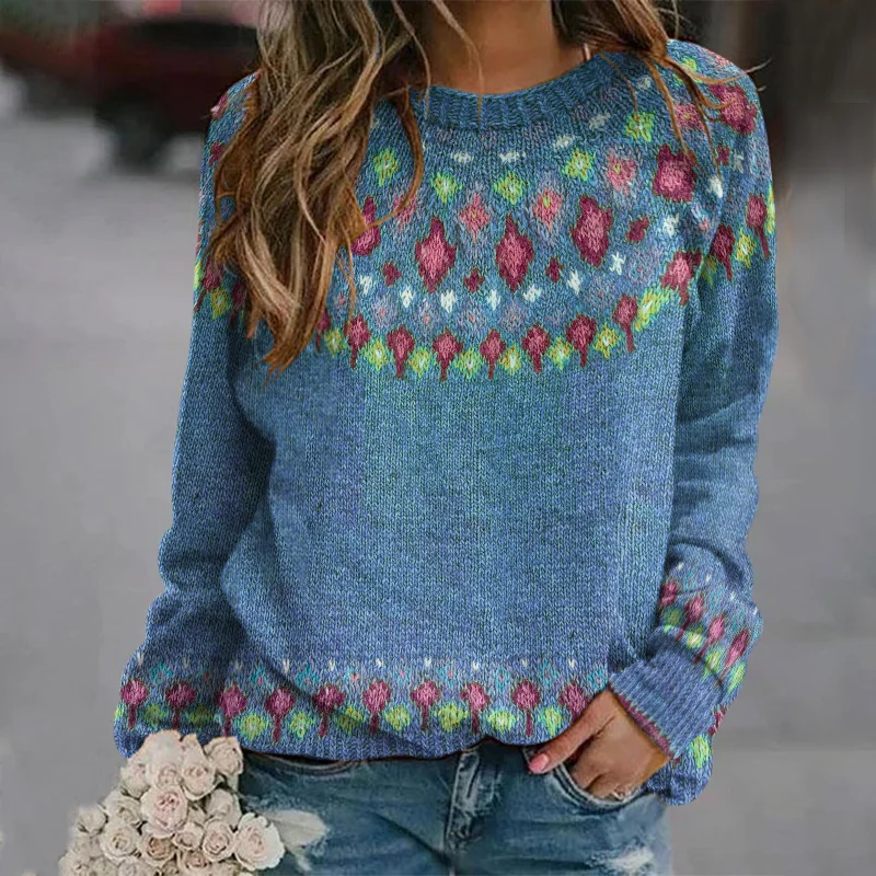 Fairman Island Geometric Contrast Sweater