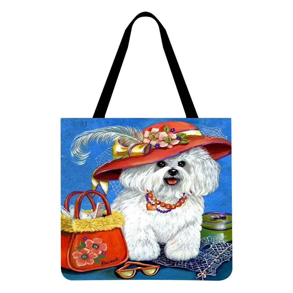 Linen Tote Bag-Dog