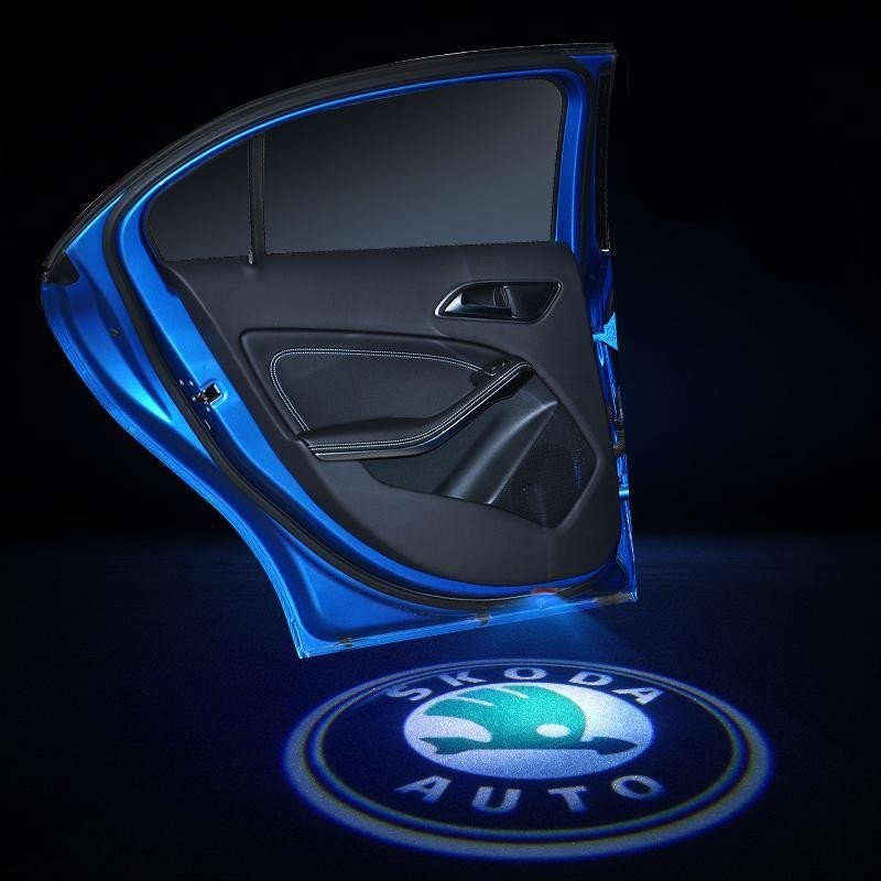 2X LED Car Door Welcome Light HD Logo Courtesy Projector Ghost Laser SKODA voiturehub dxncar