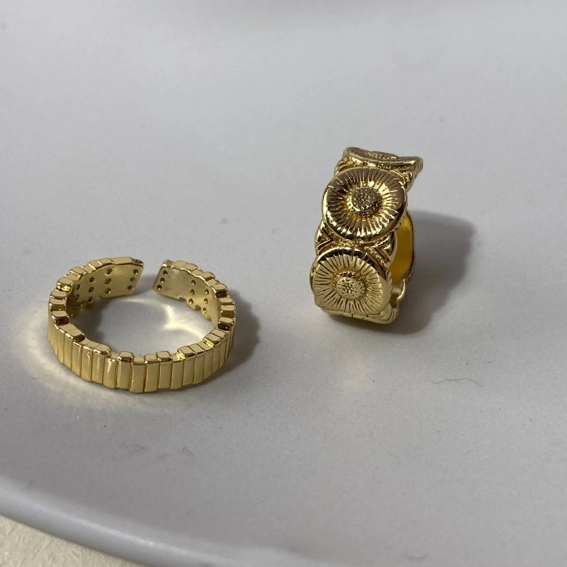 Copper Geometric Open Rings