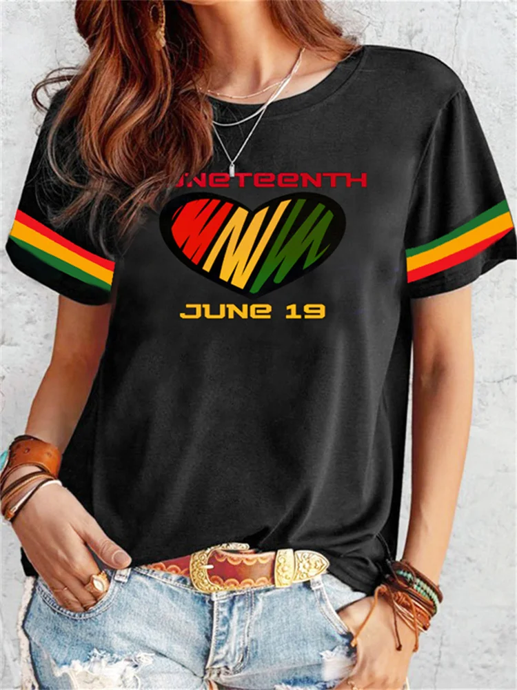 Juneteenth Heart Print Comfy T Shirt