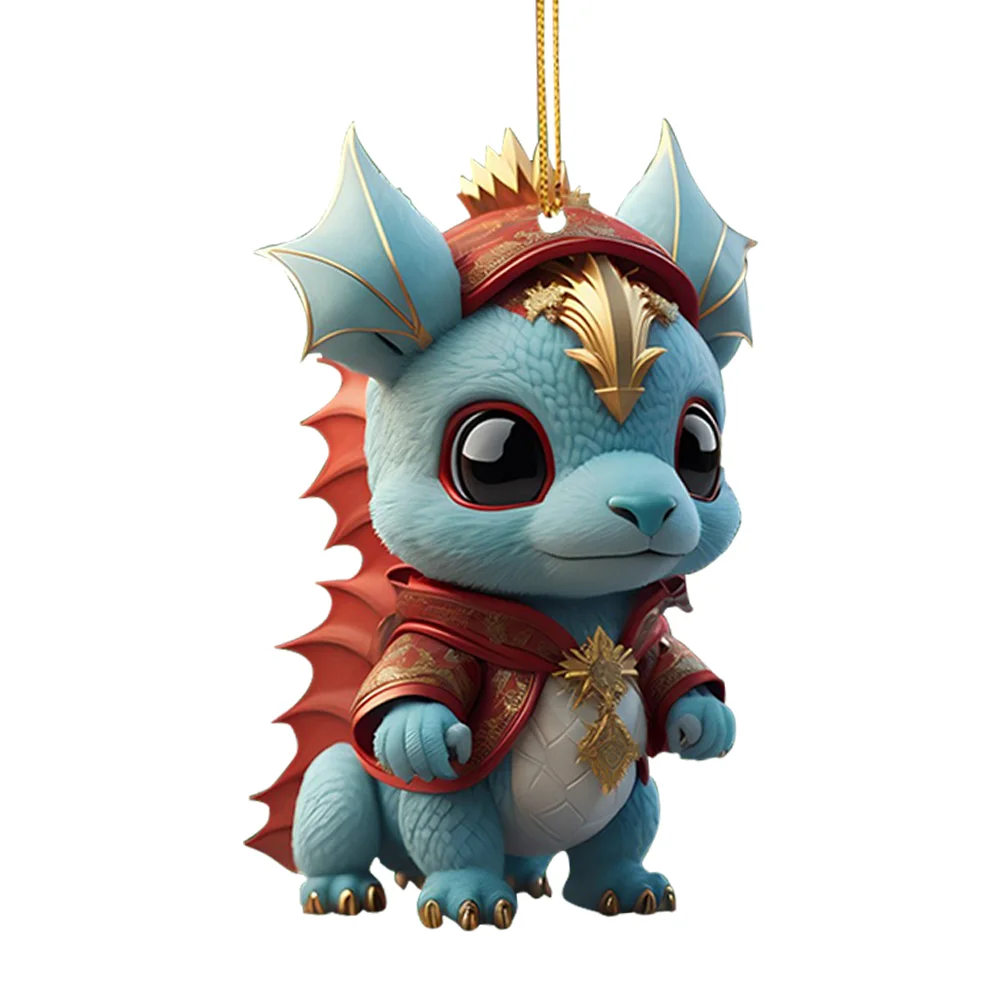 2D Christmas Baby Dragon Decor Cute 8cm Flat Acrylic Hanging Ornament Party Gift