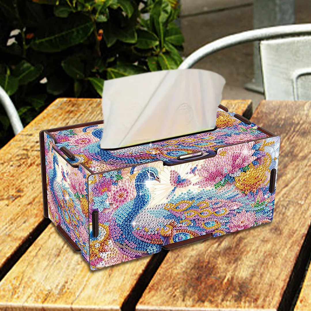 Wooden Diamond Painting Tissue Box for Home and Office Decoration (ZJH016)